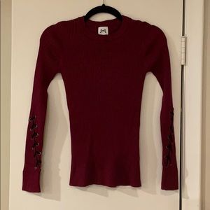 John + Jenn Maroon Sweater with Tie Sleeves
